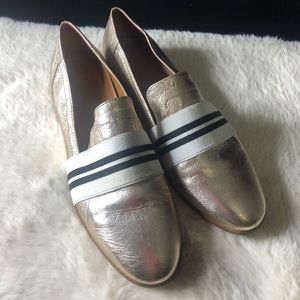 Gold Loafer w|  cute Black and White Stripe Band🎬